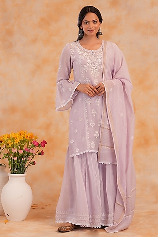 Lilac Mal Chanderi Gharara Set by Nyara by Nicky Chawla