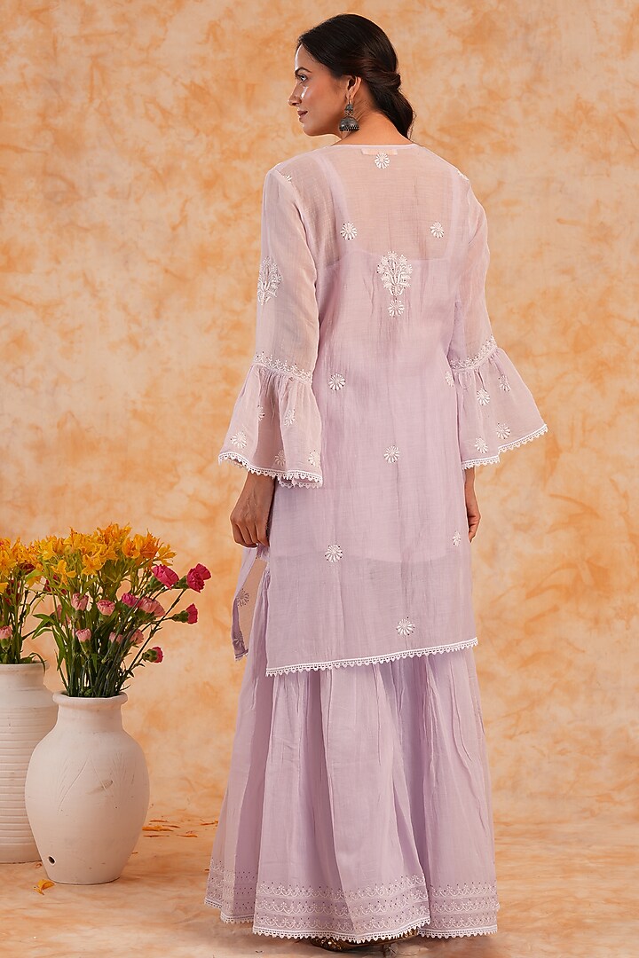 Lilac Mal Chanderi Gharara Set by Nyara by Nicky Chawla at Pernia's Pop Up Shop