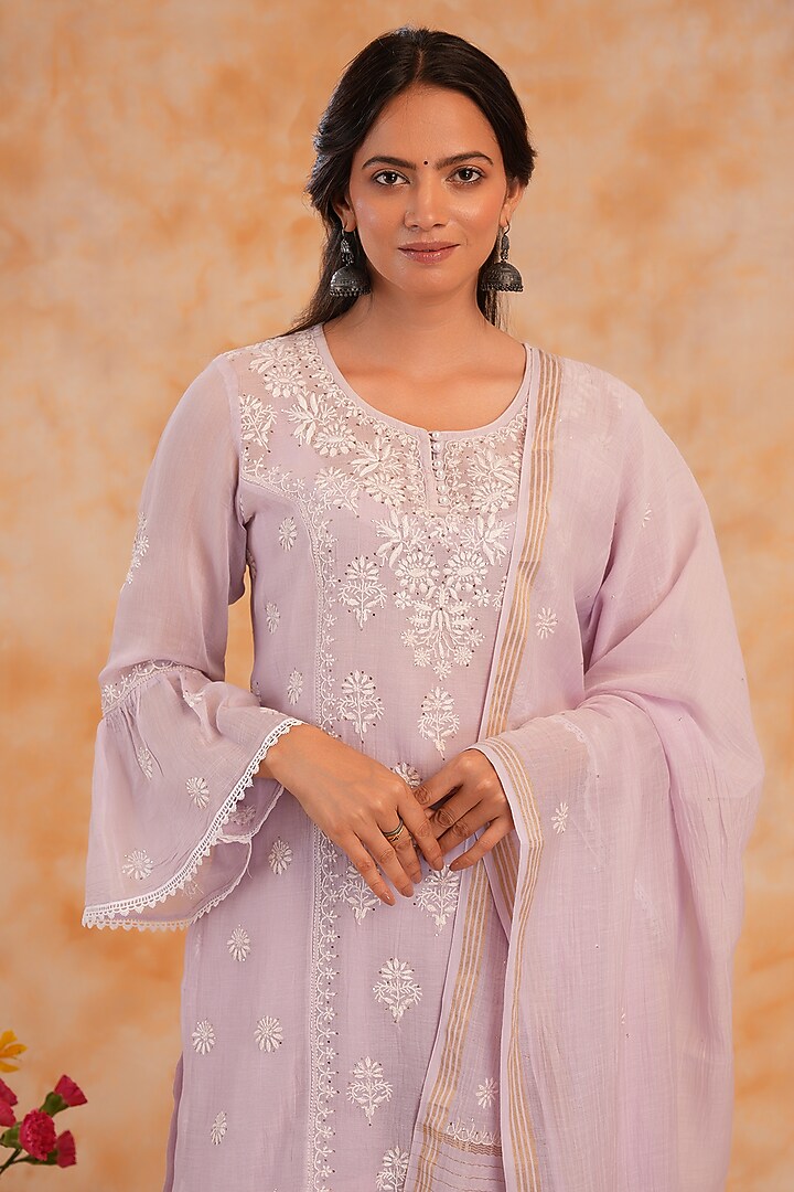 Lilac Mal Chanderi Gharara Set by Nyara by Nicky Chawla at Pernia's Pop Up Shop