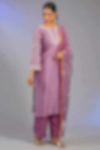 Lavender Chanderi Silk Zari Work Kurta Set by Nyara by Nicky Chawla at Pernia's Pop Up Shop