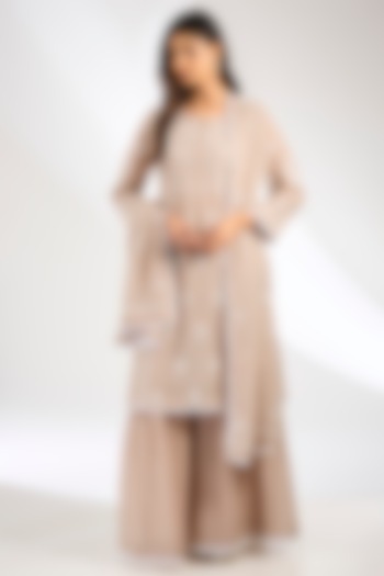 Brown Mal Chanderi Gharara Set by Nyara by Nicky Chawla at Pernia's Pop Up Shop