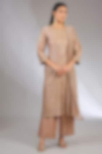 Brown Chanderi Silk Mukaish Kamdani Work Kurta Set by NYARA at Pernia's Pop Up Shop