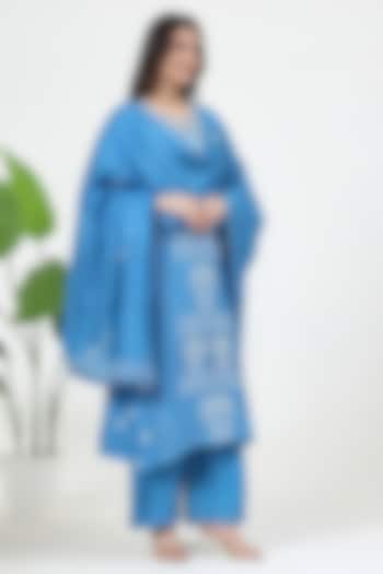 Blue Tussar Silk Mukaish Embroidered Kurta Set by Nyara by Nicky Chawla at Pernia's Pop Up Shop