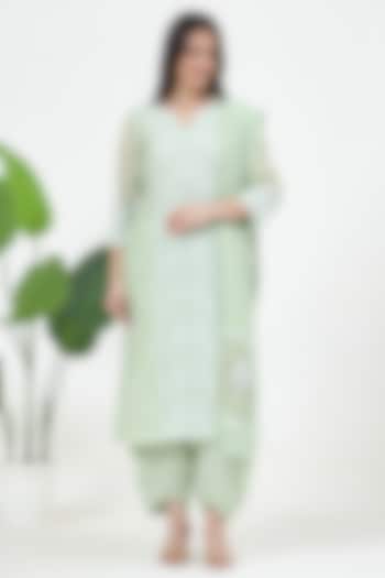 Green Mal Chanderi Chikankari Embroidered Kurta Set by Nyara by Nicky Chawla at Pernia's Pop Up Shop
