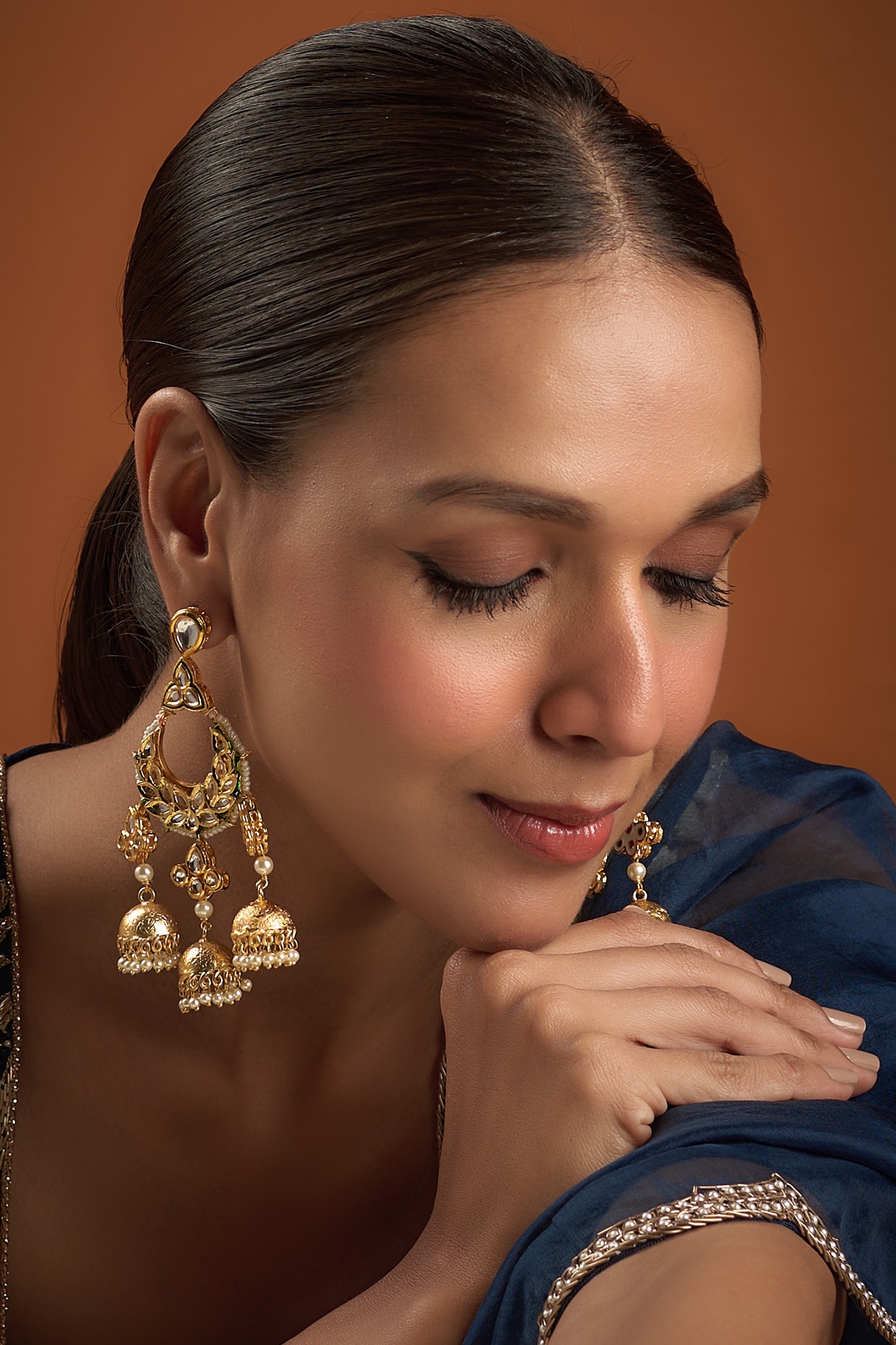 Hand Made Gold Plated Punjabi Traditional Jewellery Earrings Tops J0217 -  muteyaar.com