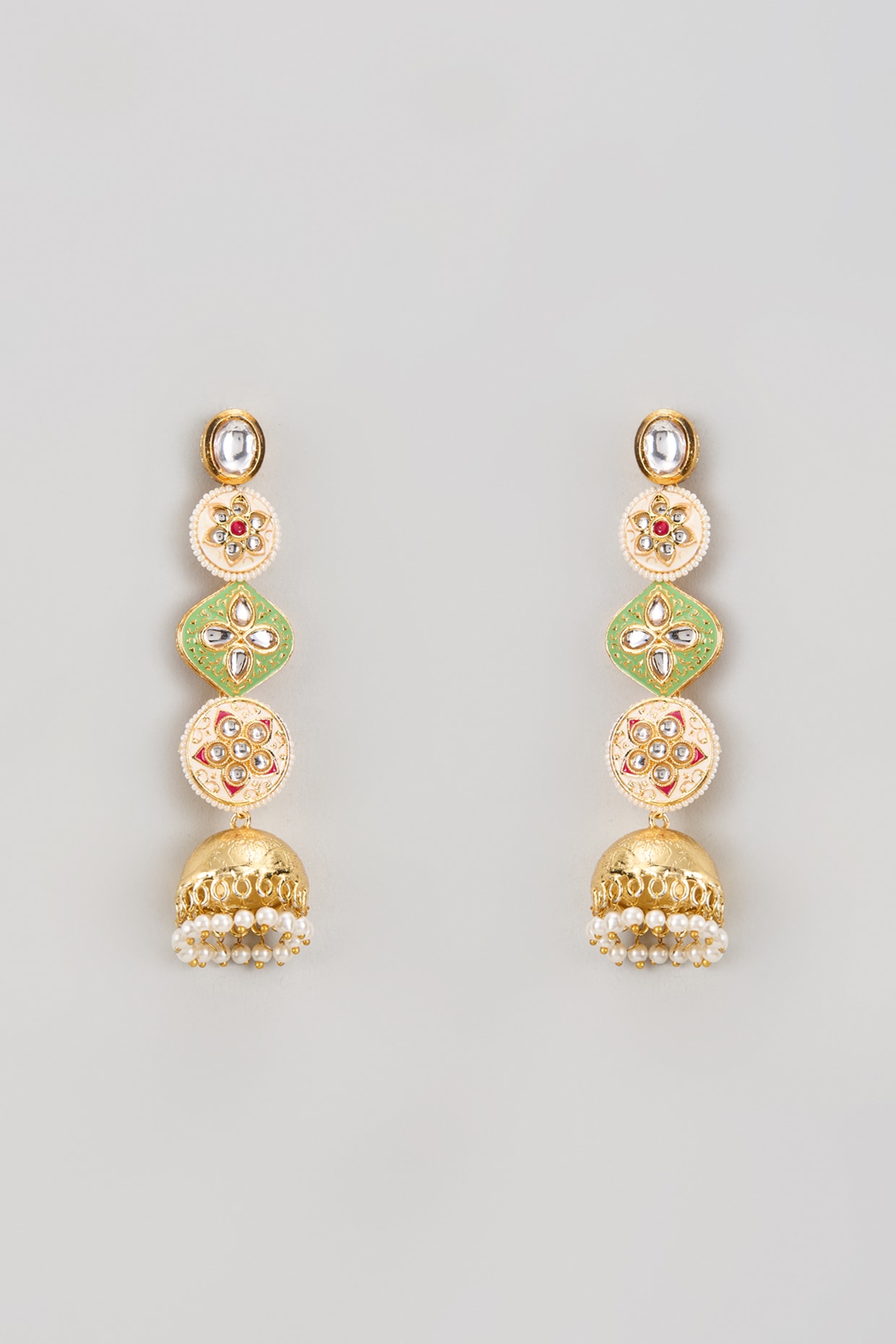 Meena Jewelry Mehendi Polish Beautiful Fancy Design Cluster Pearls Meenakari  Jhumka Earrings at Rs 290/pair | Meena Jewellery in Mumbai | ID: 6824440633