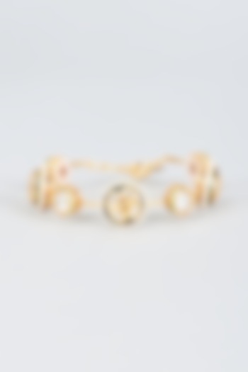 Gold Finish Kundan Polki Meenakari Bangle by Nyela at Pernia's Pop Up Shop