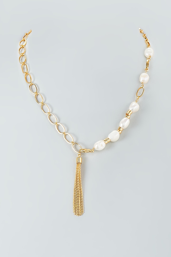 Gold Finish Baroque & Chain Necklace by Nyela at Pernia's Pop Up Shop