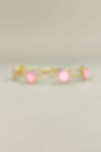 Gold Finish Pink Stone Adjustable Bangle by Nyela at Pernia's Pop Up Shop