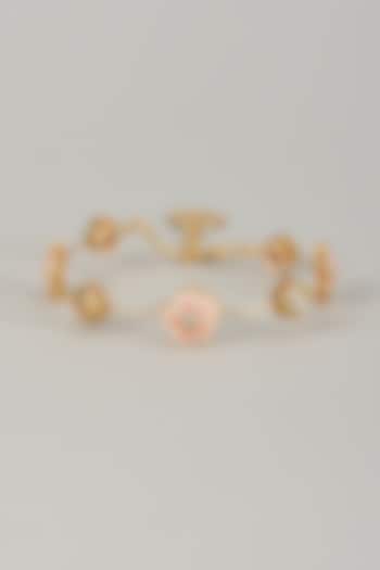 Gold Finish Kundan Polki Meenakari Hand Painted Bangle by Nyela at Pernia's Pop Up Shop