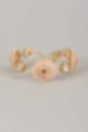 Gold Finish Kundan Polki Meenakari Hand Painted Bangle by Nyela at Pernia's Pop Up Shop