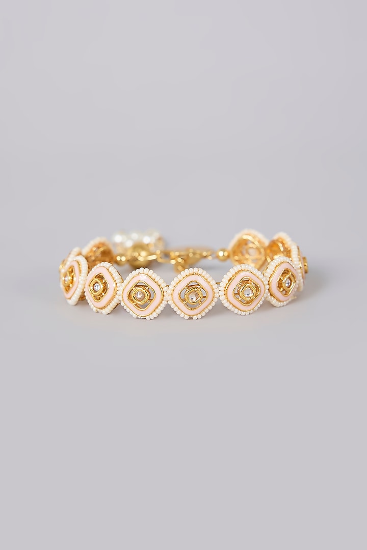 Gold Finish Stone Bracelet by Nyela at Pernia's Pop Up Shop