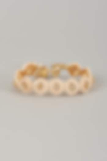 Gold Finish Kundan Polki Meenakari Hand Painted Bracelet by Nyela at Pernia's Pop Up Shop