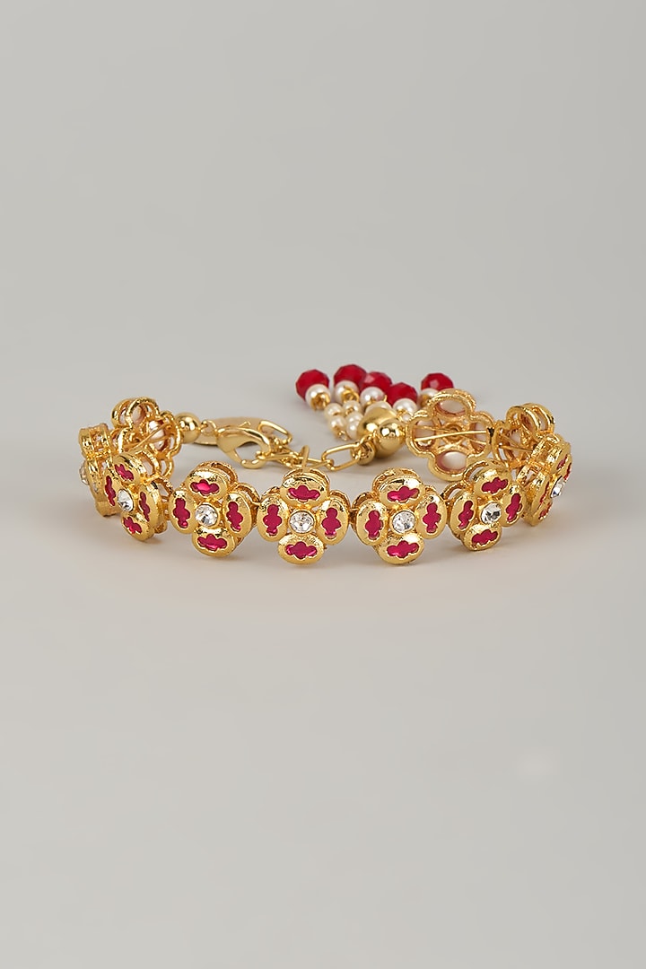 Gold Finish Kundan Polki Bracelet by Nyela at Pernia's Pop Up Shop