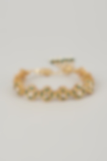 Gold Finish Kundan Polki Bracelet by Nyela at Pernia's Pop Up Shop