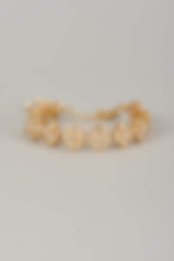Gold Finish Kundan Polki Bracelet by Nyela at Pernia's Pop Up Shop
