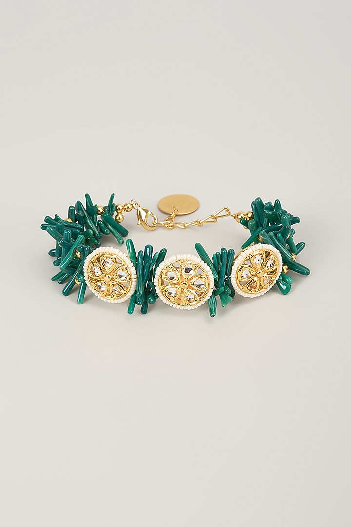 Gold Finish Stone Bracelet by Nyela at Pernia's Pop Up Shop