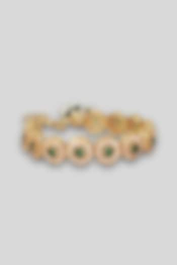 Gold Anti-Tarnish Finish Green American Diamond Openable Tennis Bracelet by Nyela at Pernia's Pop Up Shop