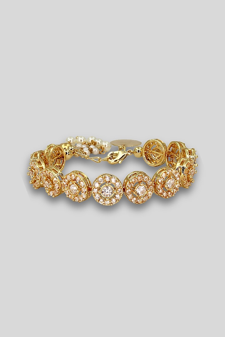 Gold Anti-Tarnish Finish American Diamond Openable Tennis Bracelet by Nyela at Pernia's Pop Up Shop