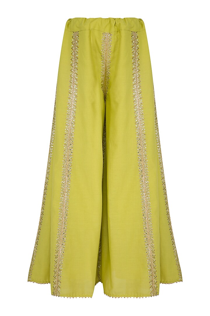 Green Embroidered Party Wear Sharara Set by Nysa & Shubhangi at Pernia's Pop Up Shop