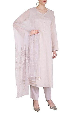Grey Applique Kurta Set by Nysa & Shubhangi
