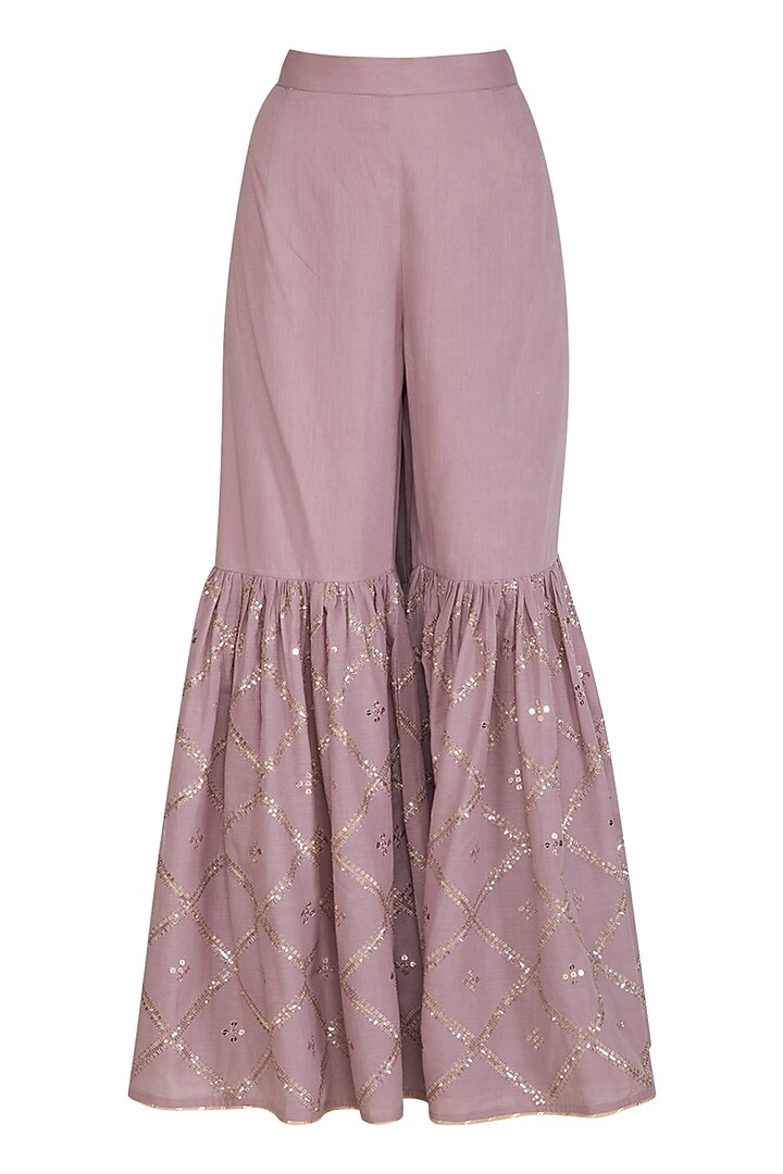 Wine Embroidered Gharara Set by Nysa & Shubhangi at Pernia's Pop Up Shop