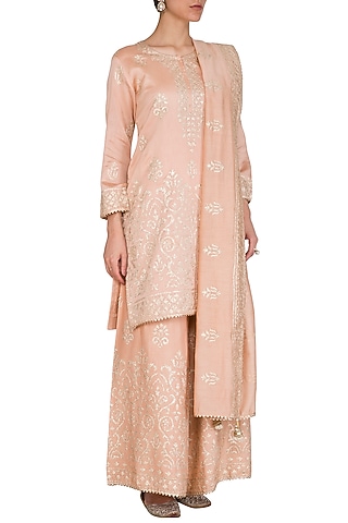 Pink Laser Ghicha Kurta Set by Nysa & Shubhangi