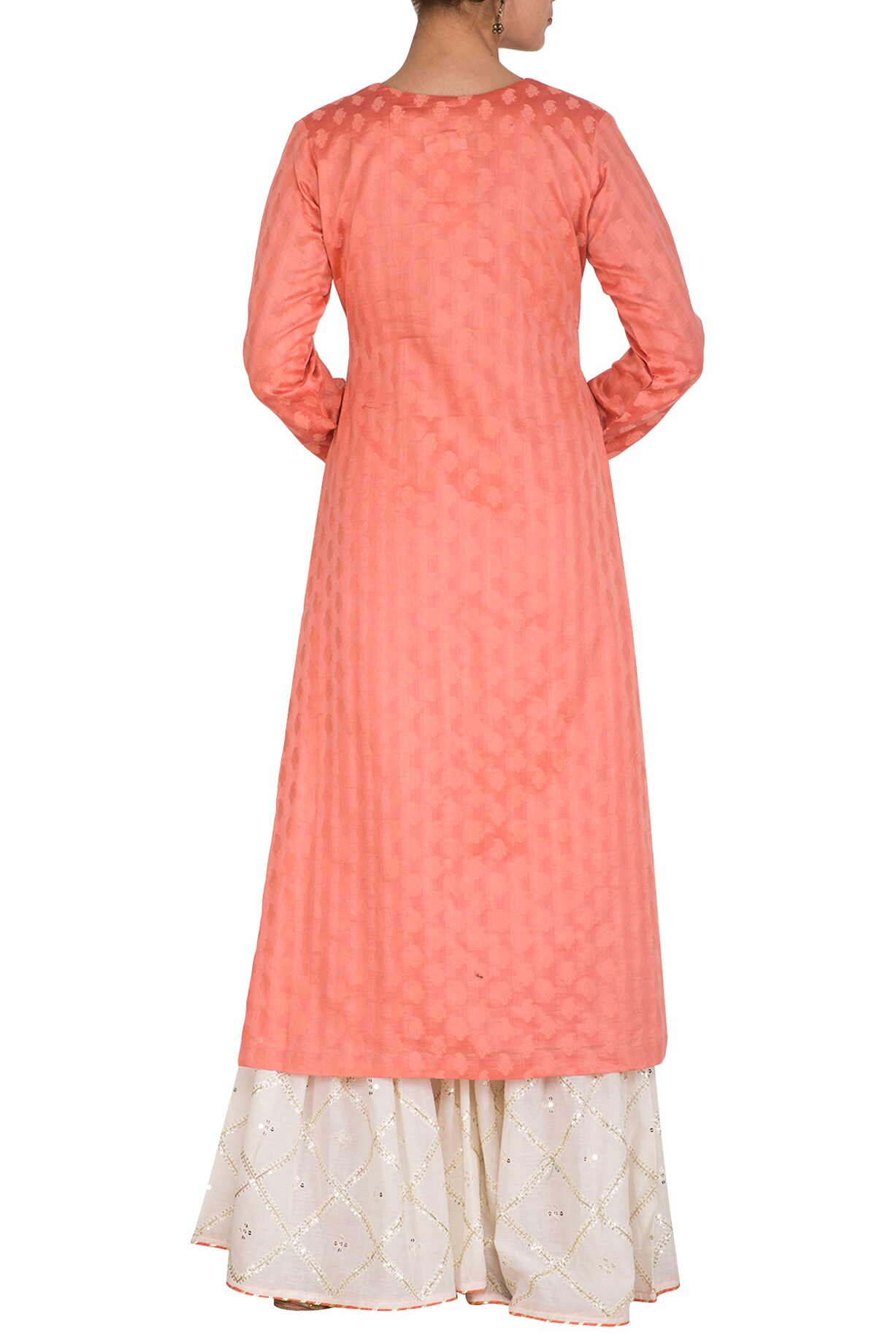Light Peach Embroidered Gharara Set main image 0