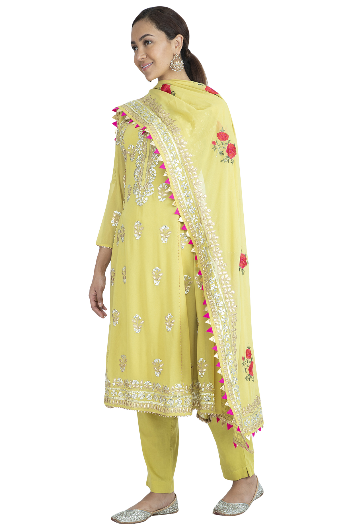 Lemon Green Embellished Kurta Set by Nysa & Shubhangi