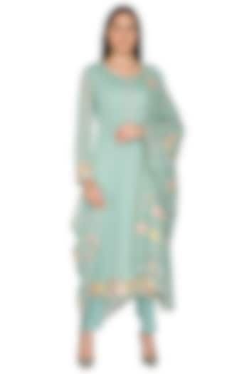 Firozi Green Embroidered Kurta Set by Nysa & Shubhangi at Pernia's Pop Up Shop