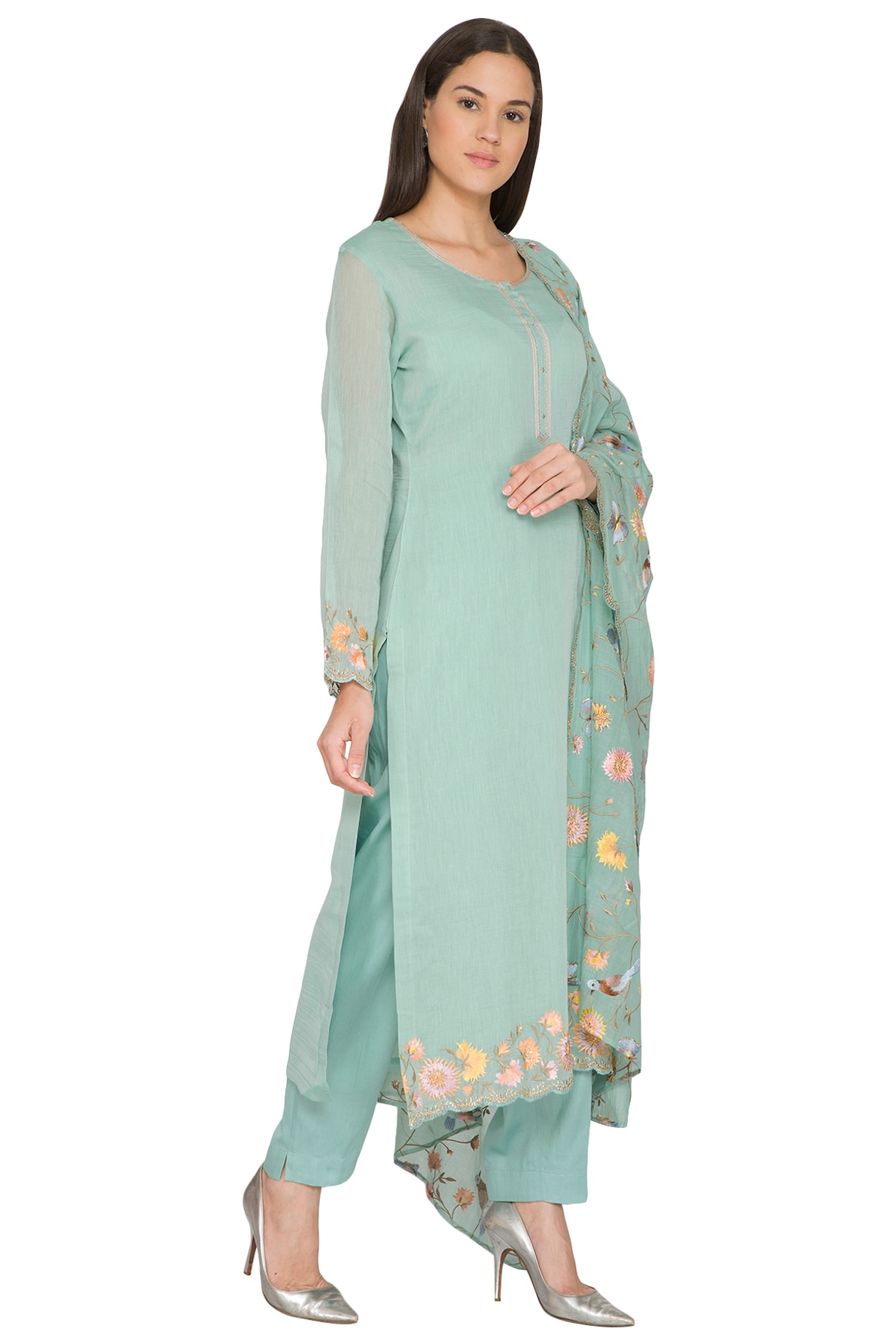 Embroidered Firozi Kurti