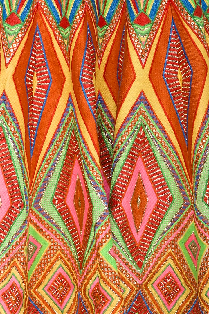 Multi Colored Gota Embroidered Skirt by Nysa & Shubhangi at Pernia's Pop Up Shop