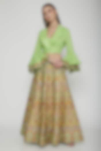 Multi Colored Embroidered Skirt & Crop Top by Nysa & Shubhangi