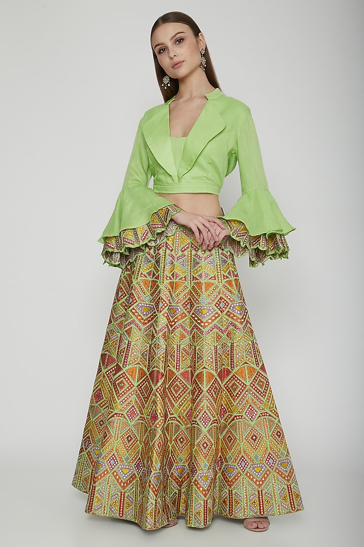 Multi Colored Embroidered Skirt & Crop Top Design by Nysa & Shubhangi ...