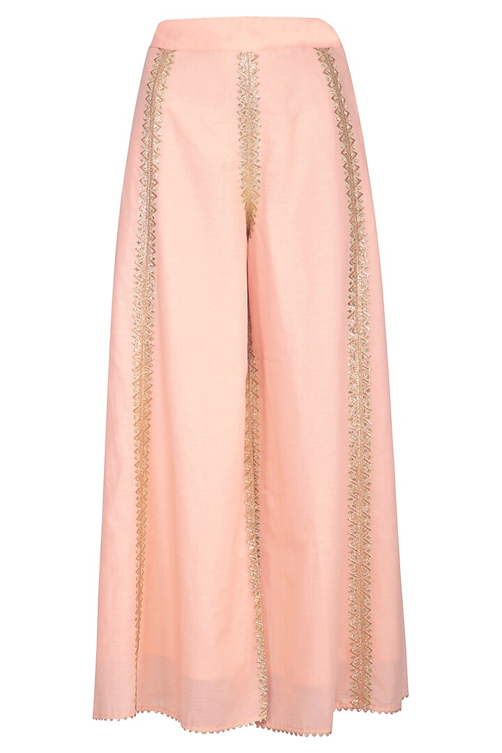 Peach Embroidered Party Wear Sharara Set by Nysa & Shubhangi at Pernia's Pop Up Shop