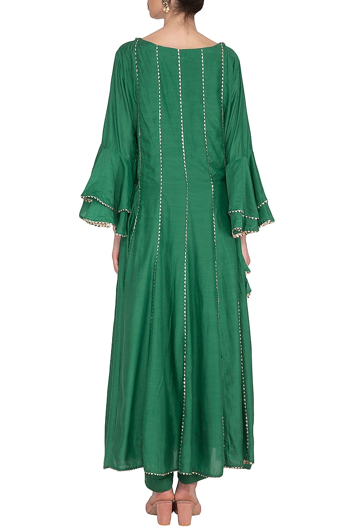 Green Embroidered Party Wear Anarkali Set by Nysa & Shubhangi at Pernia's Pop Up Shop