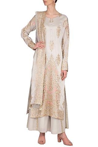 Grey Embroidered Kurta Set by Nysa & Shubhangi