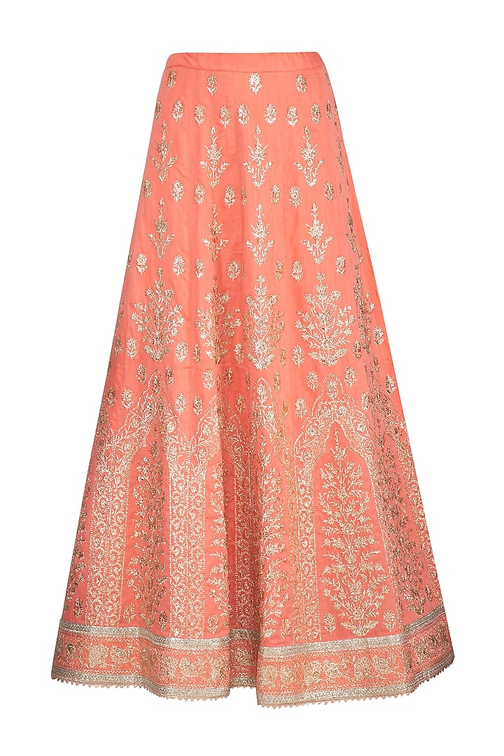 Grey & Peach Embroidered Lehenga Set by Nysa & Shubhangi at Pernia's Pop Up Shop
