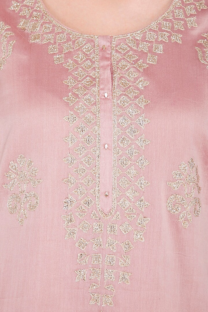 Onion Pink Ghicha Party Wear Sharara Set by Nysa & Shubhangi at Pernia's Pop Up Shop