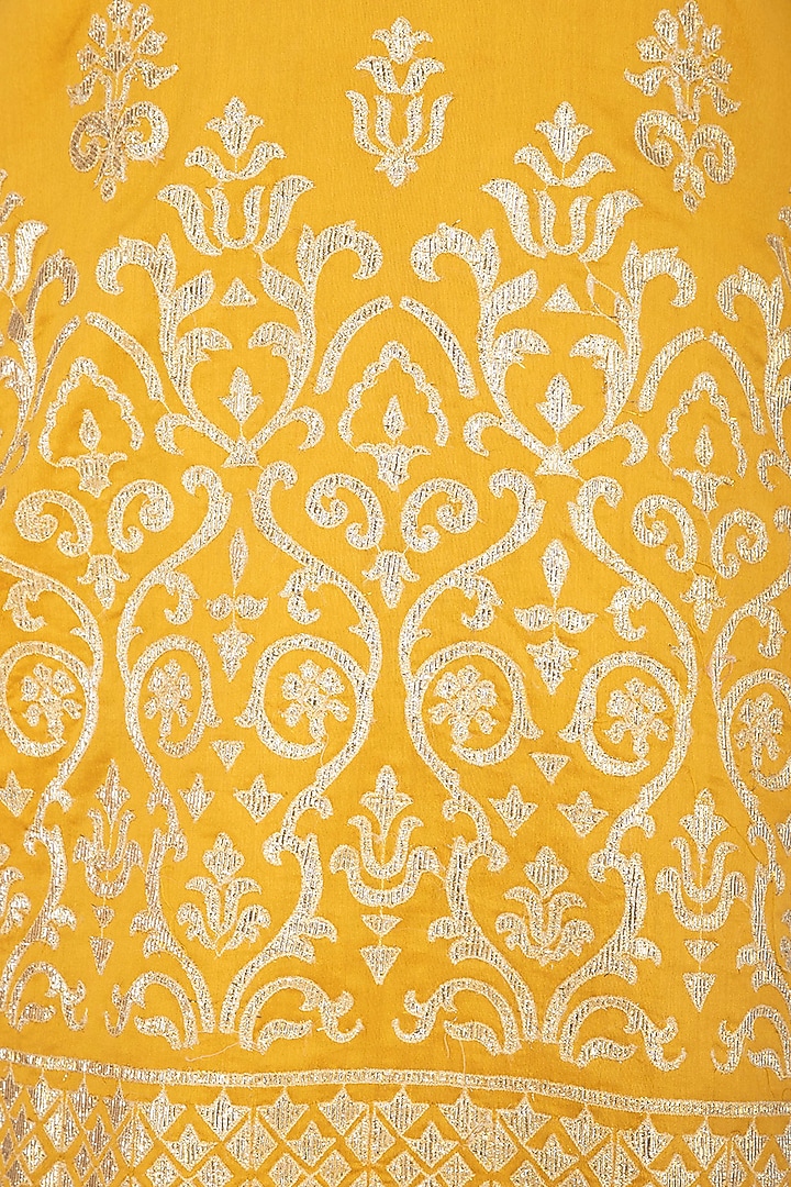 Mustard Ghicha Embroidered Party Wear Sharara Set by Nysa & Shubhangi at Pernia's Pop Up Shop