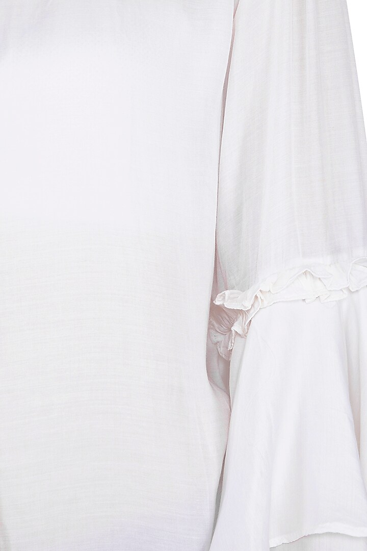 White Bell Sleeves Shirt by Nysa & Shubhangi at Pernia's Pop Up Shop