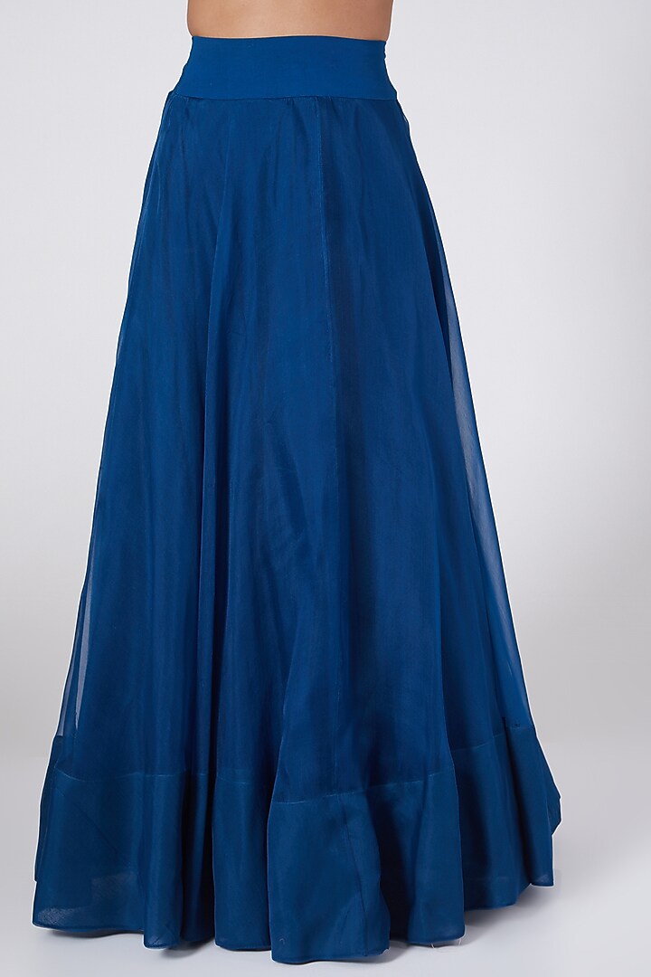 Blue Hand Embroidered Palazzo Pant Set by Ose By Jyoti Gupta at Pernia's Pop Up Shop
