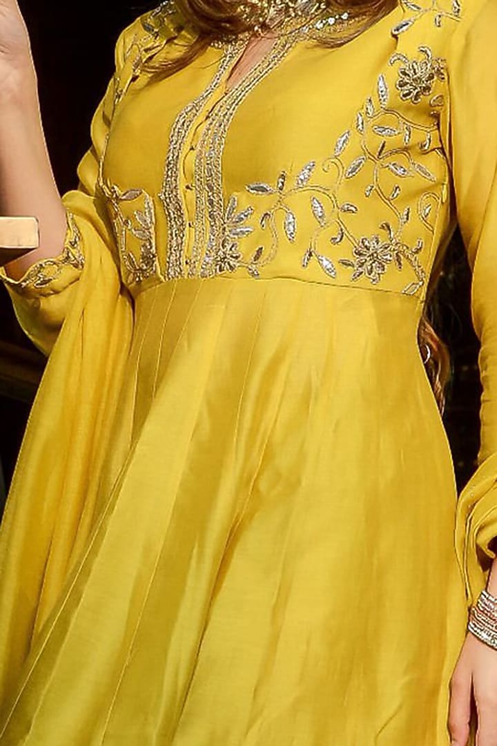 Yellow Embroidered Wedding Sharara Set by Ose by Jyoti Gupta at Pernia's Pop Up Shop