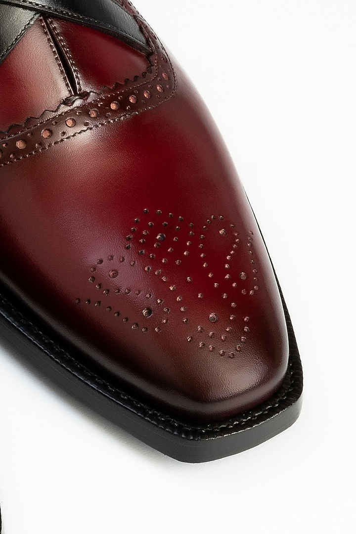 Maroon Full Grain Leather Oxford Shoes by OBLUM at Pernia's Pop Up Shop