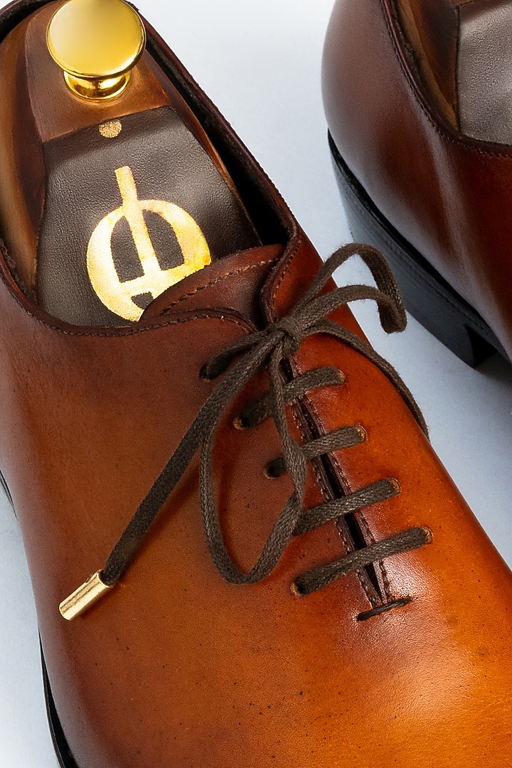 Yellow Full Grain Leather Oxford Shoes by OBLUM at Pernia's Pop Up Shop