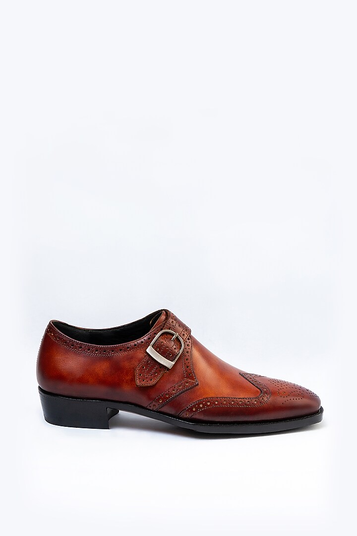 Yellow Full Grain Leather Monk Shoes by OBLUM at Pernia's Pop Up Shop