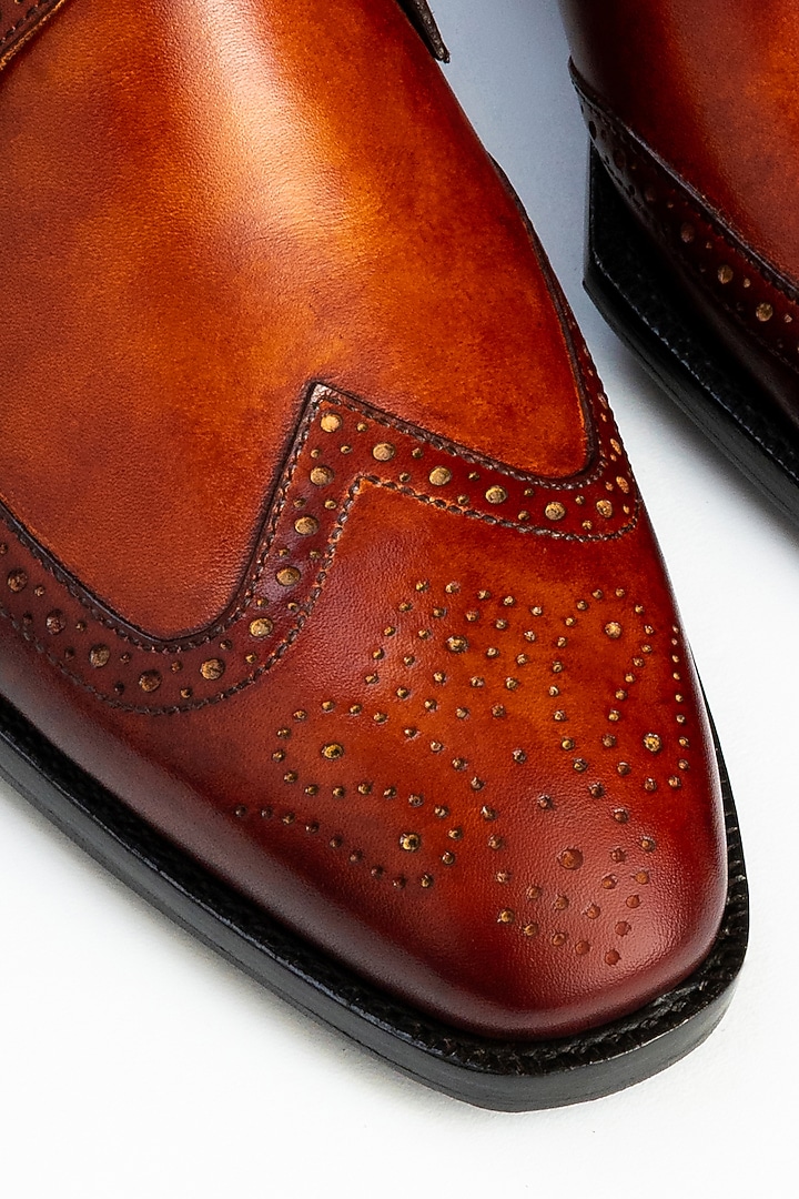 Yellow Full Grain Leather Monk Shoes by OBLUM at Pernia's Pop Up Shop
