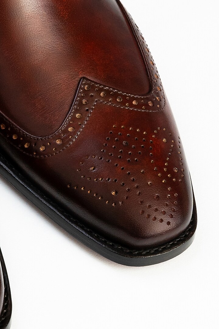 Brown Full Grain Leather Oxford Shoes by OBLUM at Pernia's Pop Up Shop