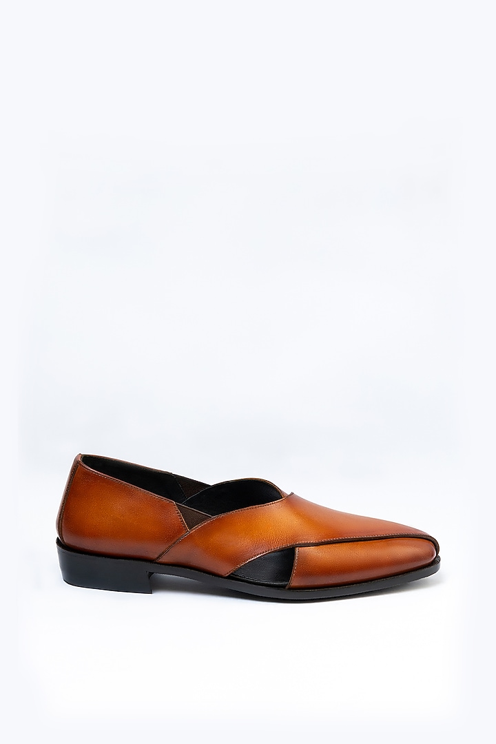 Yellow Full Grain Leather Peshawari Shoes by OBLUM at Pernia's Pop Up Shop