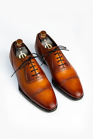 Yellow Full Grain Leather Oxford Shoes by OBLUM